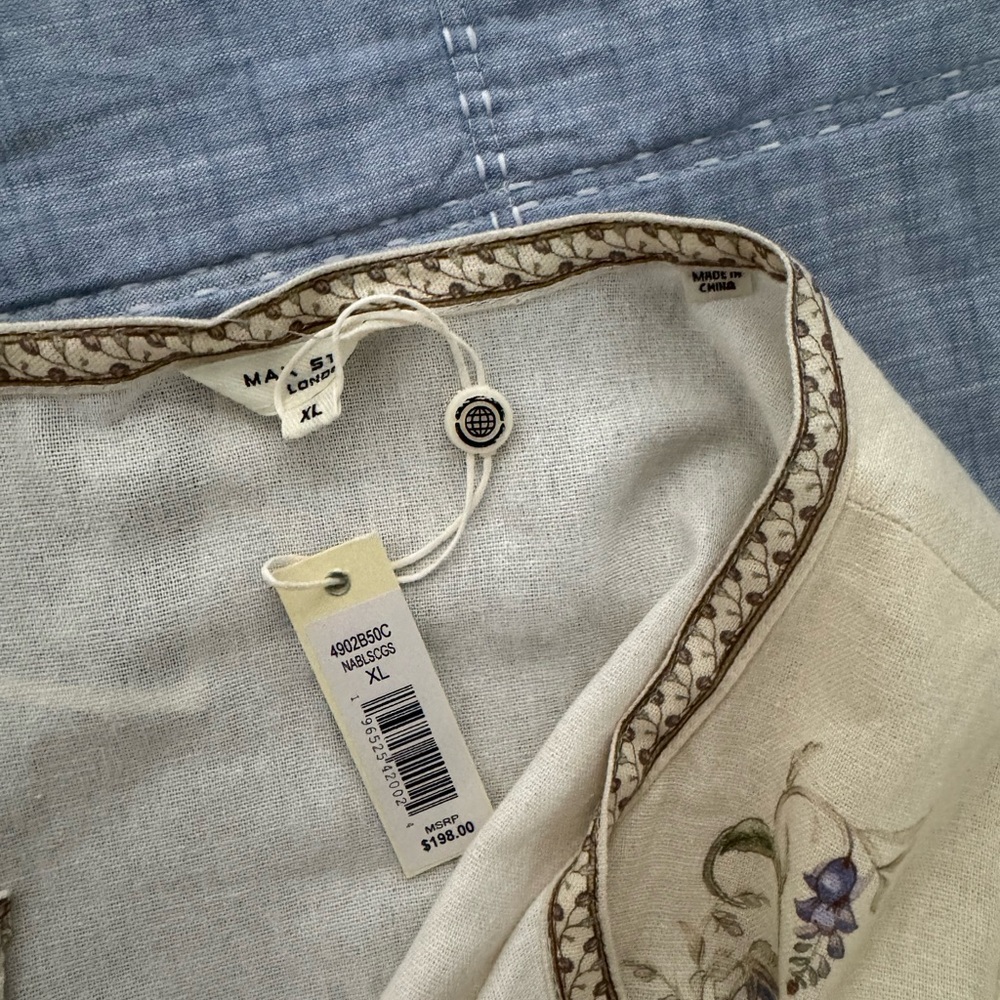 Max Studio linen Elegant Cream Floral Dress size XL - Picture 4 of 8